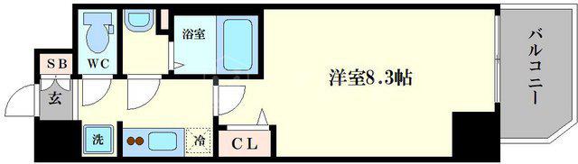 プレサンス谷町九丁目駅前(1K/13階)の間取り写真