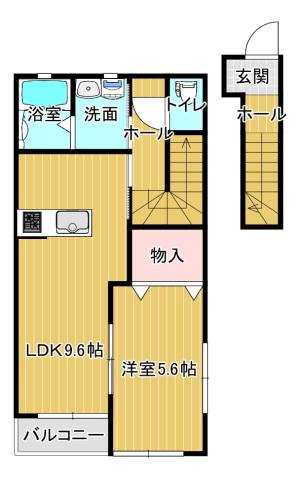 シェルメール庭瀬(1LDK/2階)の間取り写真