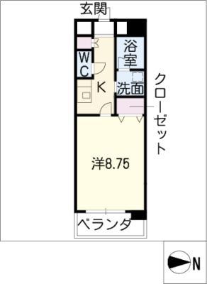CASTLE HILLS 柳ケ瀬(1K/7階)の間取り写真