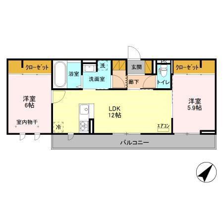 ベリーナ(2LDK/3階)の間取り写真