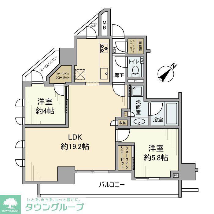 アトラス西日暮里道灌山(2LDK/9階)の間取り写真