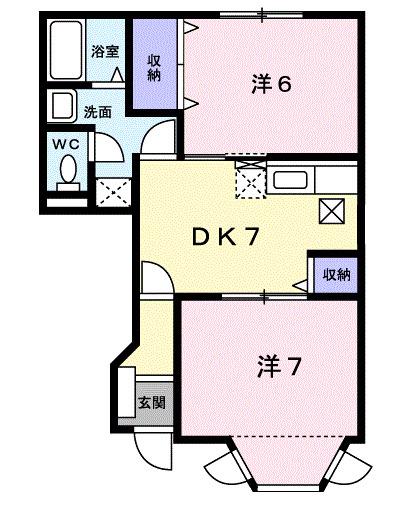 アンソレイエ小金井公園(2DK/2階)の間取り写真
