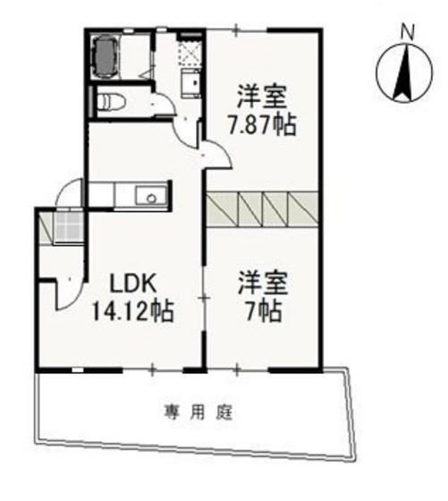 ヌーヴォー・シャンテ C(2LDK/1階)の間取り写真