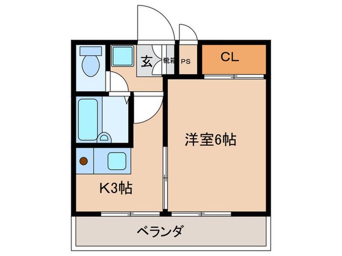 スカイコート月見(1K/3階)の間取り写真