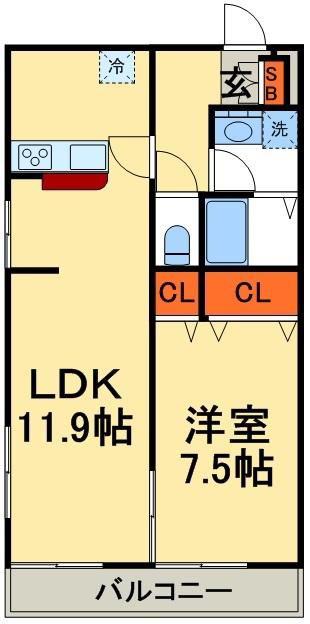 リブリ・ヴォルペ(1LDK/2階)の間取り写真