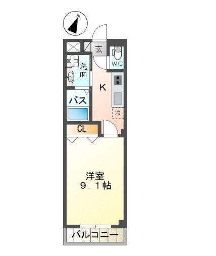 ラァマテラス(1K/2階)の間取り写真