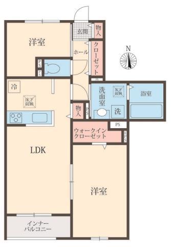 BELLE LEAD 大倉山(2LDK/1階)の間取り写真