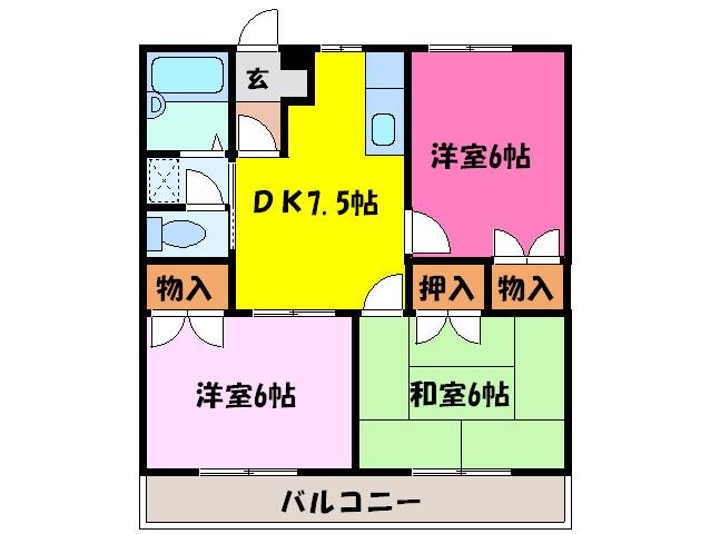 エステートピア二色の浜(3DK/2階)の間取り写真