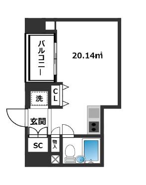 伊勢原七番館(ワンルーム/4階)の間取り写真