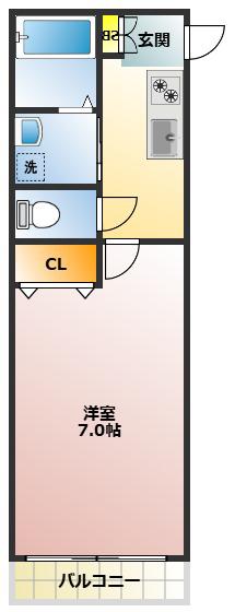 グリムコート(1K/1階)の間取り写真