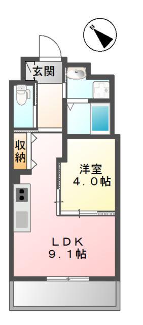 プランタン 伊崎(1LDK/2階)の間取り写真