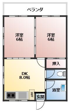 マイハウス(2DK/2階)の間取り写真