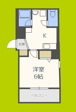 WILLDO難波WI(1K/6階)の間取り写真