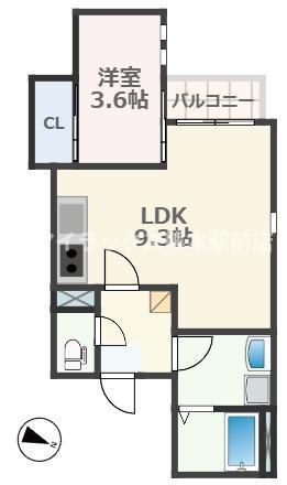 GRANDTIC益城(1LDK/1階)の間取り写真