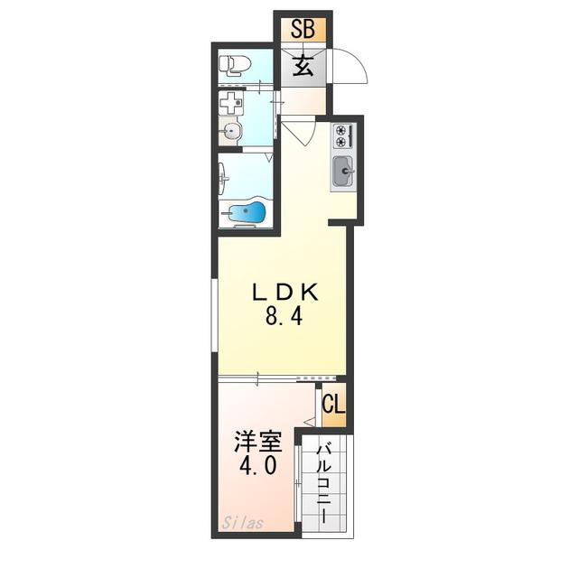 H-MAISON長吉出戸(1LDK/2階)の間取り写真