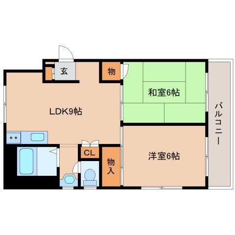 あやめ池ハイツA棟(2LDK/3階)の間取り写真