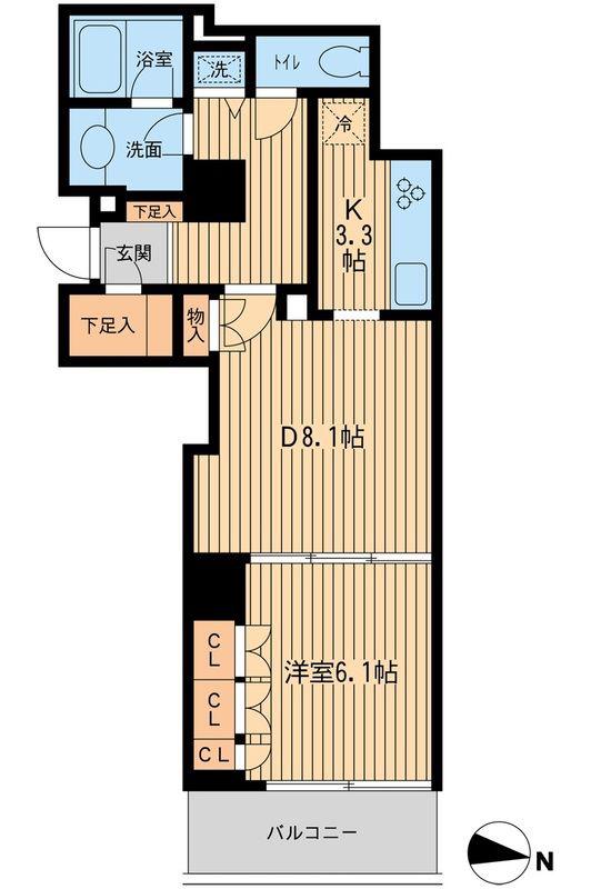 KDXレジデンス千駄木(1DK/3階)の間取り写真