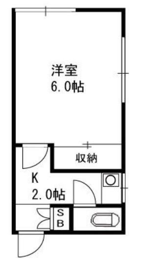 佐藤荘(1K/2階)の間取り写真