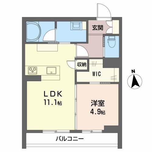 ベレオ長町南(1LDK/3階)の間取り写真