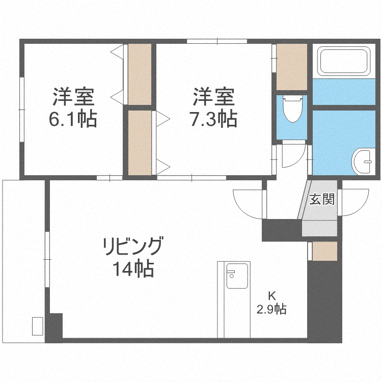 エターナル8(2LDK/3階)の間取り写真