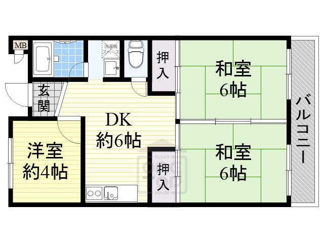 グリーンハイツ正雀(3DK/3階)の間取り写真