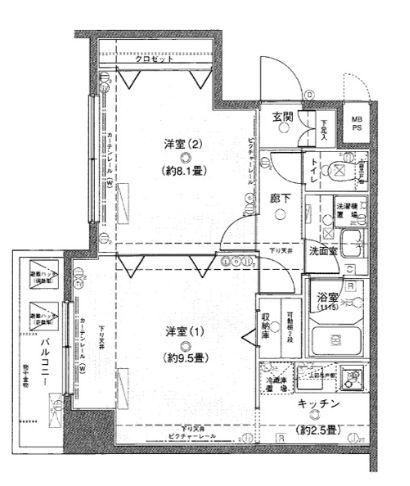 ヴェルト日本橋シティ(2K/3階)の間取り写真