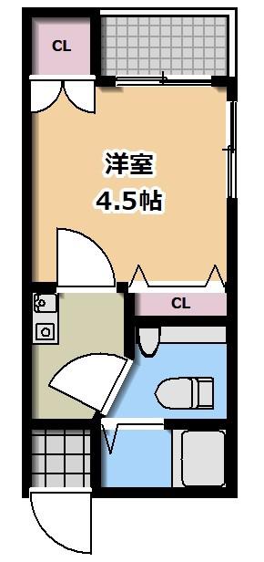 アークハウスII(1K/2階)の間取り写真