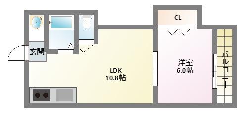 地下鉄谷町線 大日駅 徒歩24分 4階建 築37年(1LDK/1階)の間取り写真