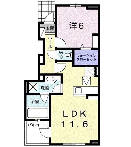 グレース唐橋A(1LDK/1階)の間取り写真