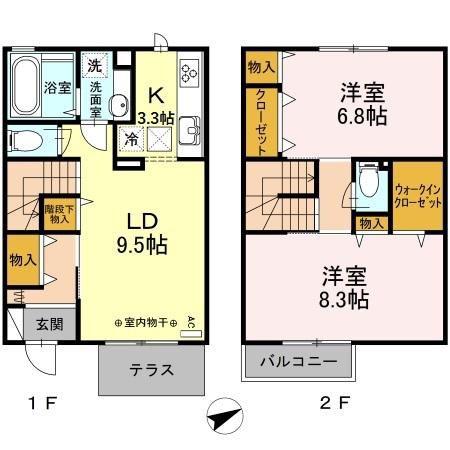 MAISONETTEコウリョウ鎌倉山(2LDK/1階)の間取り写真