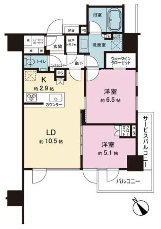 シティハウス中目黒ステーションコート(2LDK/2階)の間取り写真