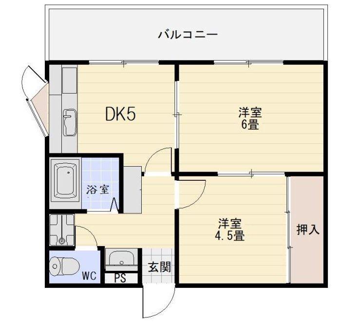 第2ヨシミツビル(2DK/1階)の間取り写真