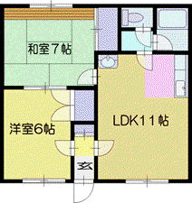 ドミール幸I(2LDK/1階)の間取り写真