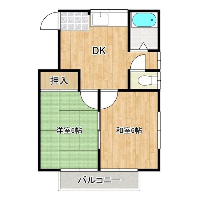 スカイハイツオギノ(2DK/2階)の間取り写真