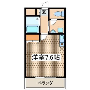ヴェルテハタヤマ(ワンルーム/3階)の間取り写真