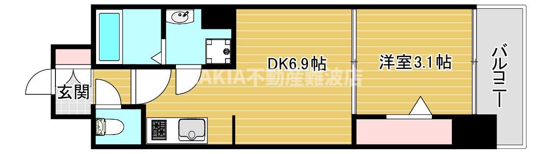 ミラージュパレス難波クルヴァ(1K/6階)の間取り写真