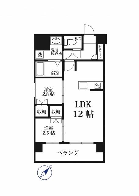 MODERNPALAZZO六本松STATION(2LDK/6階)の間取り写真