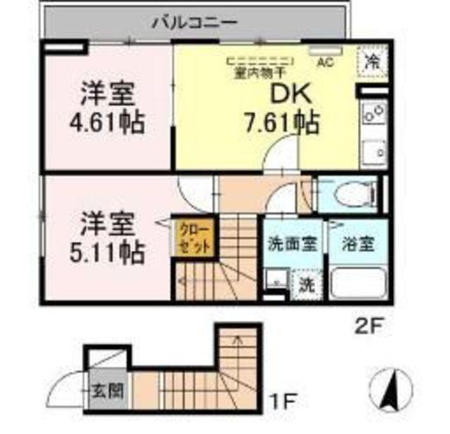 セレスティア北小岩(2DK/2階)の間取り写真
