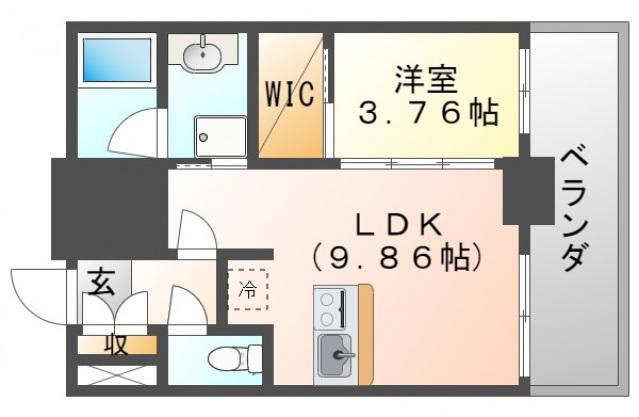 ノルデンタワー江坂プレミアム(1LDK/7階)の間取り写真
