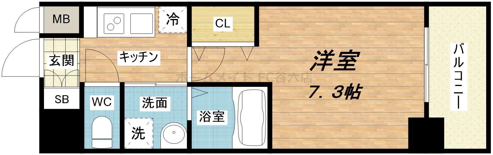 ミュプレ北浜(1K/15階)の間取り写真