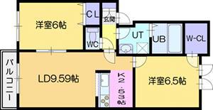 LUMINOUS大麻(2LDK/2階)の間取り写真