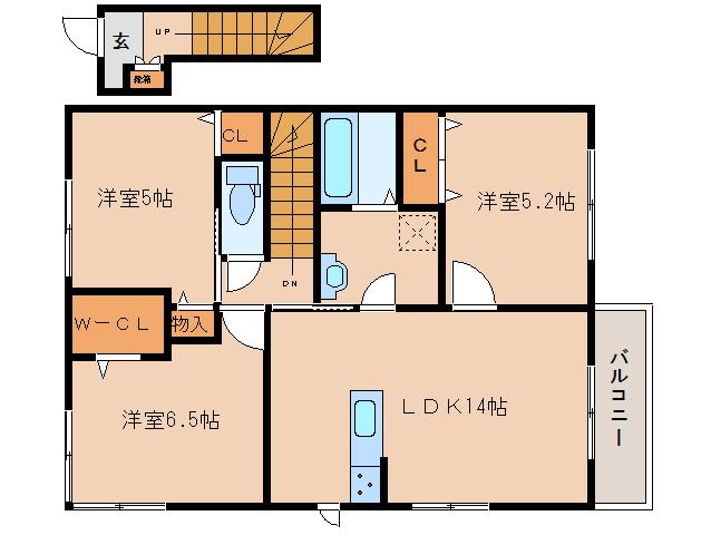 メゾンピア市町(3LDK/2階)の間取り写真