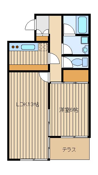 ピエタテール富士見台(1LDK/2階)の間取り写真