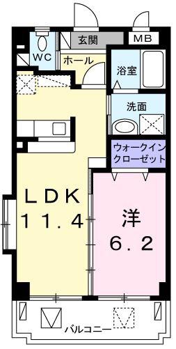 ドリームヒルズ(1LDK/3階)の間取り写真