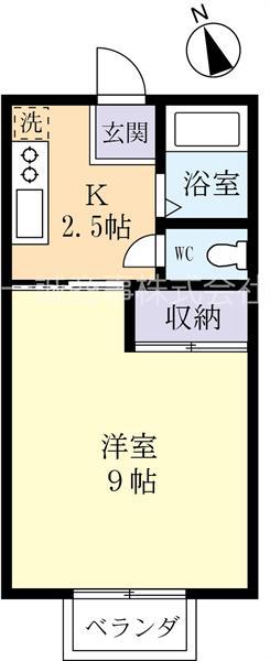 アサノサンハイツB(1K/2階)の間取り写真