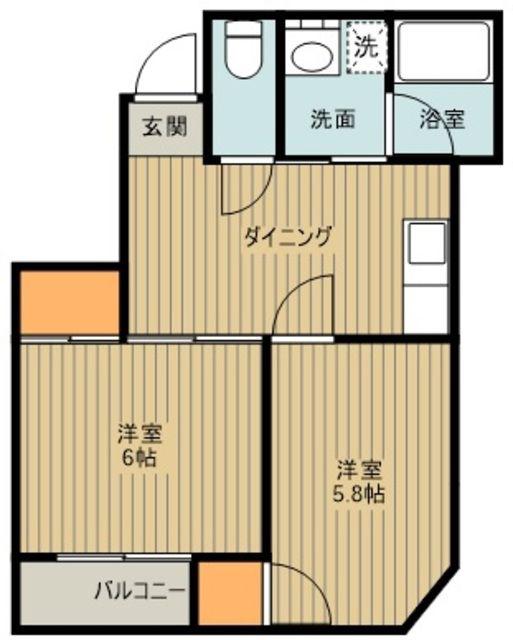 ホワイトプラザ藤本(2DK/1階)の間取り写真