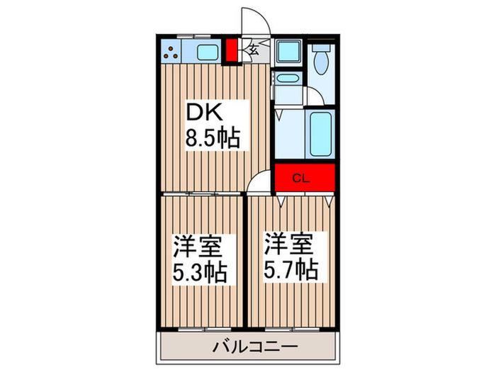アーバンコートタムラ(2DK/3階)の間取り写真