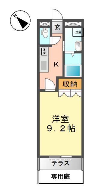 クレドール2番館(1K/1階)の間取り写真