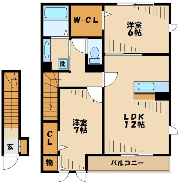 ライジング サン(2LDK/2階)の間取り写真