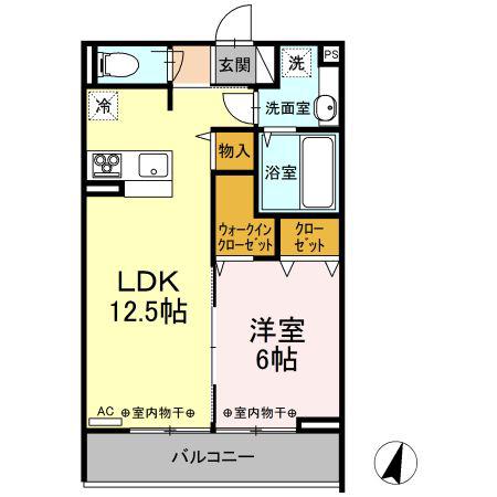 サン・メゾン栃木駅南(1LDK/2階)の間取り写真